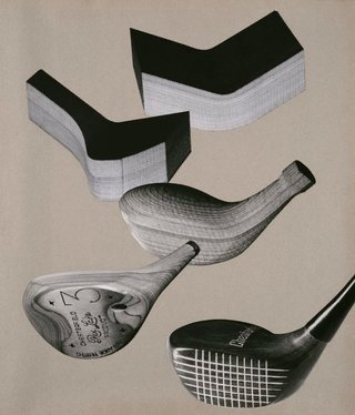 AGNSW collection Max Dupain Untitled (photo-montage of golf clubs and moulded wood pieces) circa 1951-circa 1952