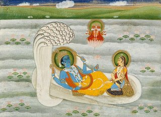 AGNSW collection Vishnu reclining on the serpent Shesha with Lakshmi in attendance 19th century
