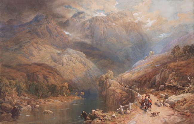 AGNSW collection Thomas Miles Richardson Jnr Eagle Crag and Gate Crag, Borrowdale, Cumberland 1875