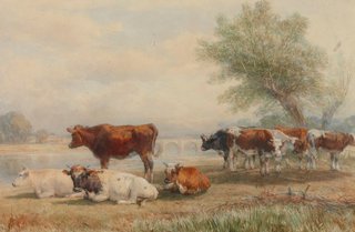 AGNSW collection Henry Brittan Willis Cattle piece, a scene on the Wye 1873