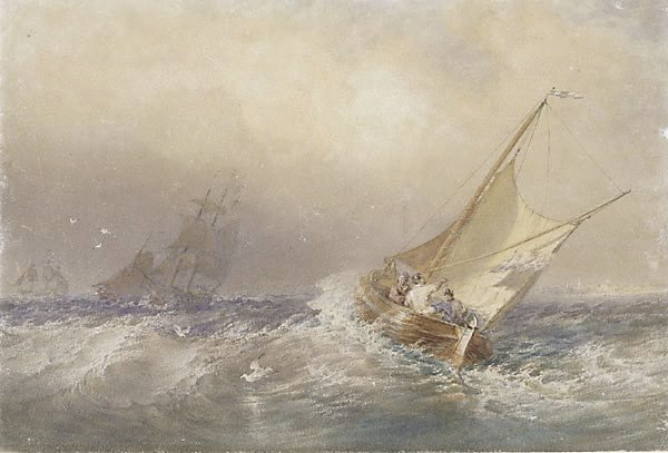 AGNSW collection Sir Oswald Brierly A fresh breeze off Revel, France circa 1875