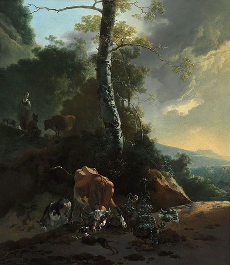 AGNSW collection Adam Pynacker Landscape with enraged ox 1665-1670