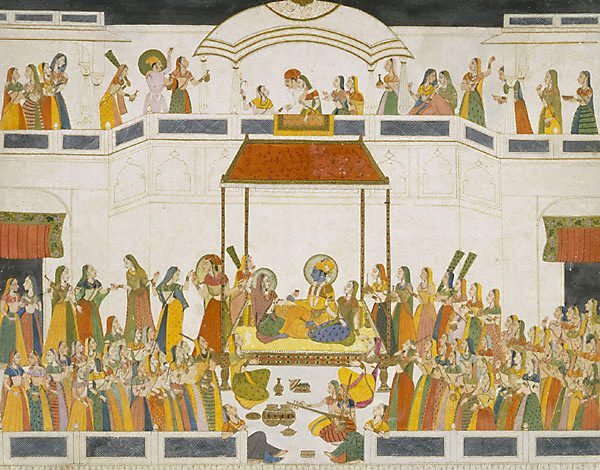 AGNSW collection School of Kishangarh, after Nihal Chand Raja Savant Singh with courtesan 1760-1770