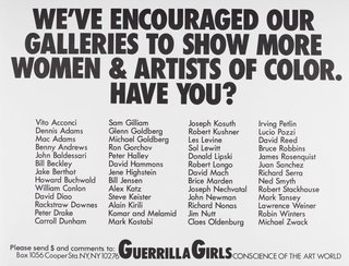 AGNSW collection Guerrilla Girls We've encouraged our galleries to show more women and artists of color. Have you? 1989