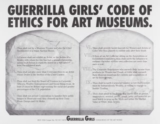 AGNSW collection Guerrilla Girls Guerrilla Girls' code of ethics for art museums 1990