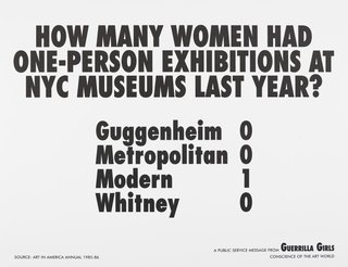 AGNSW collection Guerrilla Girls How many women artists had one-person exhibitions in NYC art museums last year? 1985