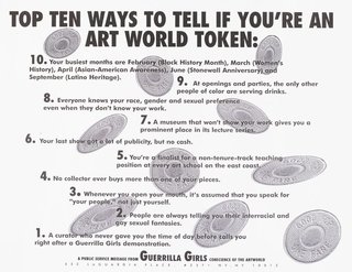 AGNSW collection Guerrilla Girls Top ten signs that you're an artworld token 1995