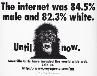 AGNSW collection Guerrilla Girls The Internet was 84.5% male and 82.3% white until now 1996