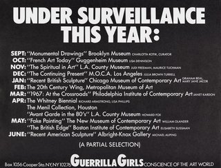 AGNSW collection Guerrilla Girls Under surveillance this year 1986