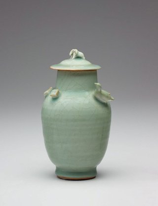 AGNSW collection Longquan ware Funerary vase and cover 12th century