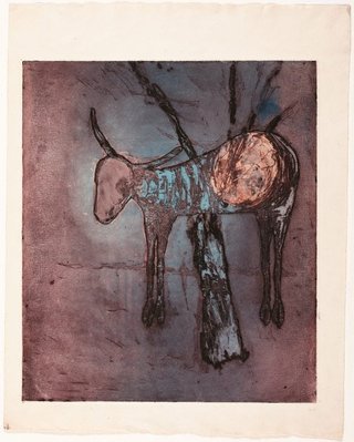 AGNSW collection Sidney Nolan Untitled (Ram in tree) 1958