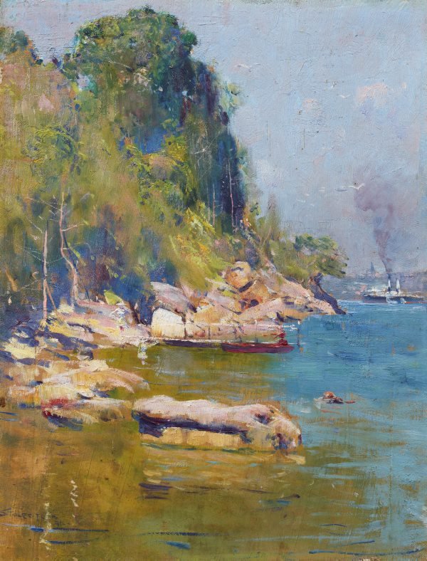 AGNSW collection Arthur Streeton From my camp (Sirius Cove) 1896