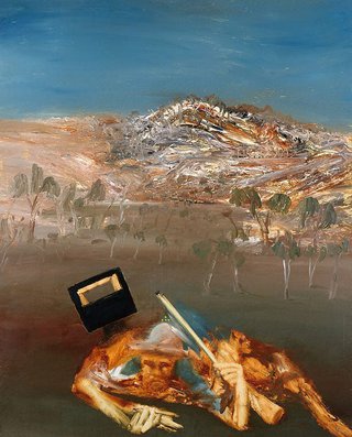 AGNSW collection Sidney Nolan Kelly and policeman 1964
