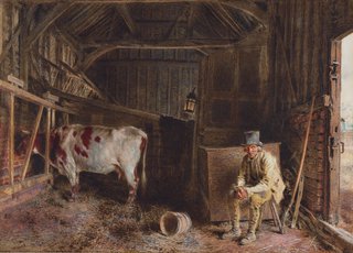 AGNSW collection William Henry Hunt The cow shed circa 1835-circa 1840