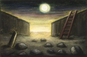 Ladder and Moon, 1992-1993 by Peter Booth