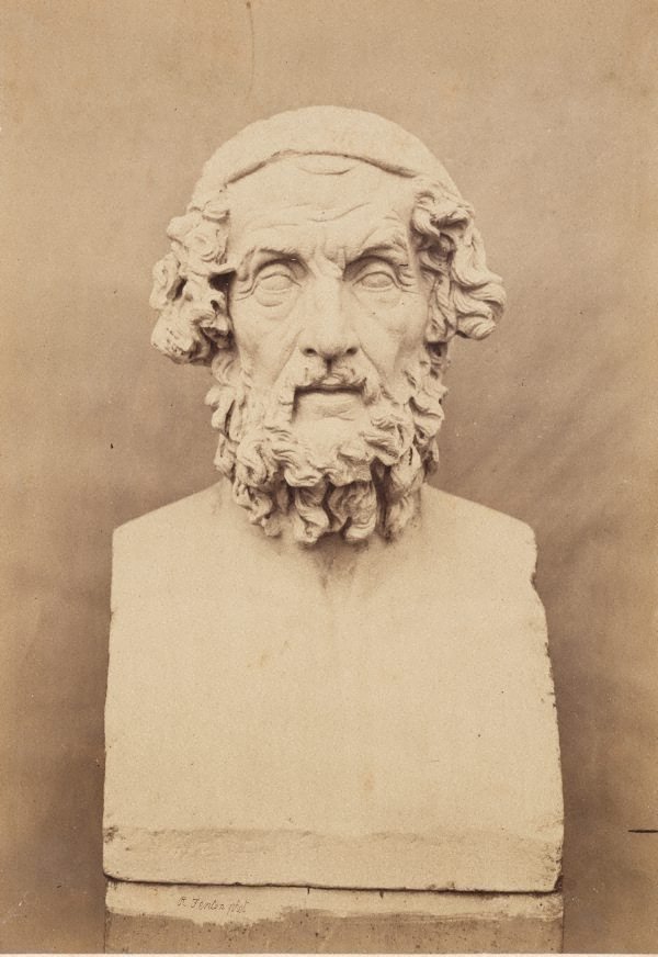AGNSW collection Roger Fenton Bust of Homer, frontal view 1854-1858