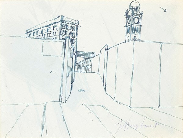 AGNSW collection Jeffrey Smart Drawing for 'Central Station II' 1973