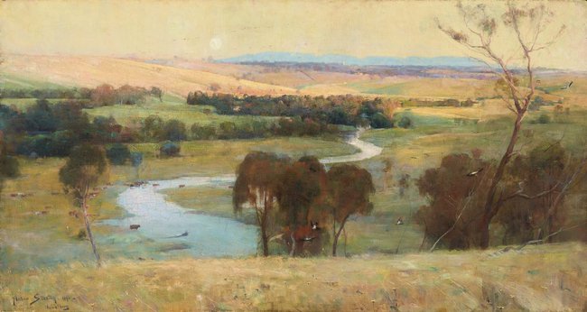 AGNSW collection Arthur Streeton 'Still glides the stream, and shall for ever glide' 1890