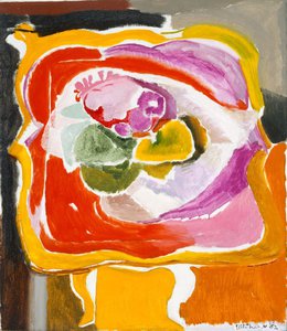 Ornamental card-table and flowers, 1952 by Ivon Hitchens