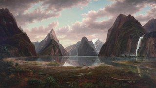 AGNSW collection Eugene von Guérard Milford Sound, with Pembroke Peak and Bowen Falls 1877-1879