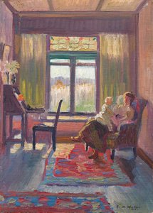 (Interior with mother and child, Exeter, NSW), 1916 by Roy de Maistre
