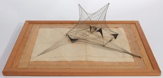 AGNSW collection Margel Hinder Wire wall maquette with drawing