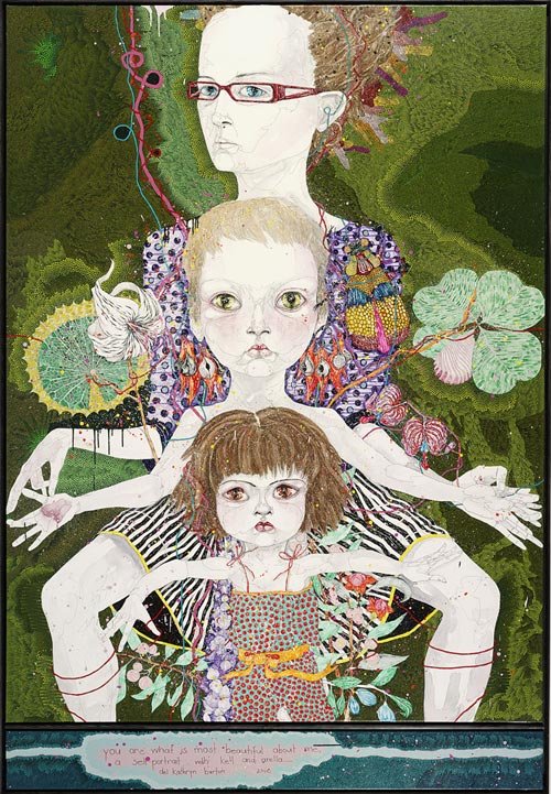 AGNSW prizes Del Kathryn Barton You are what is most beautiful about me, a self-portrait with Kell and Arella, from Archibald Prize 2008
