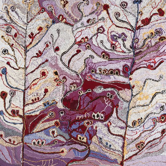 AGNSW prizes Nellie Coulthard Tjuntala ngurangka (country with acacia wattle), from Wynne Prize 2018