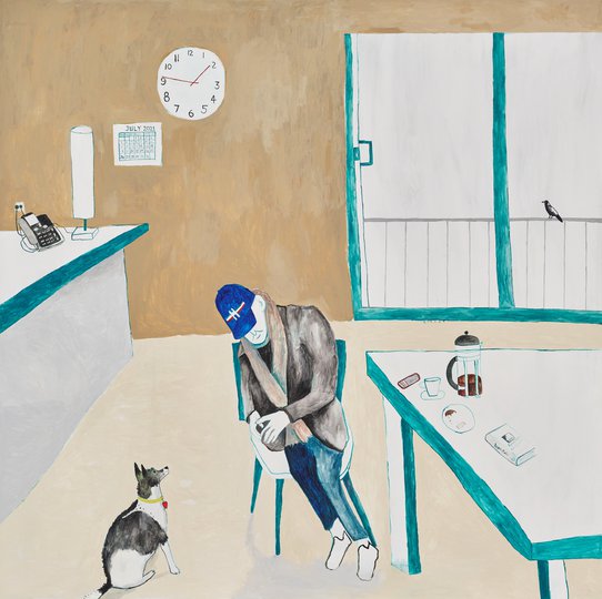 AGNSW prizes Noel McKenna Patrick Corrigan AM, with Rosie, from Archibald Prize 2022
