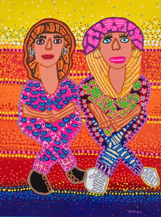 AGNSW prizes Emily Crockford The pattern in the mountains of Studio A, best friends Emma and Gabrielle, from Archibald Prize 2022