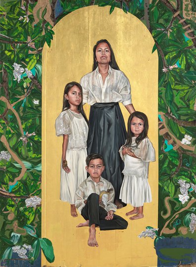 AGNSW prizes Marikit Santiago Hallowed Be Thy Name (collaboration with Maella Santiago, Santi Mateo Santiago and Sarita Santiago), from Archibald Prize 2023