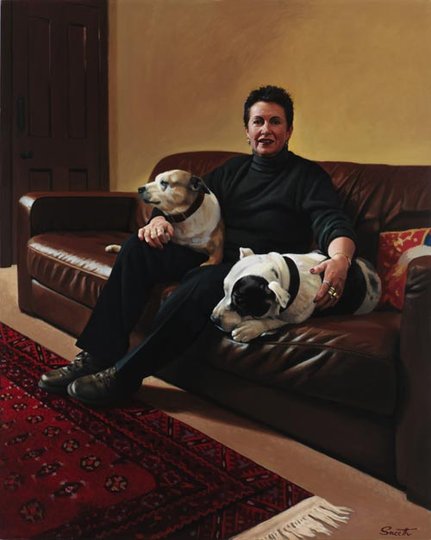 AGNSW prizes Peter Smeeth Clover Moore with Sheba and Bruno, from Archibald Prize 2006