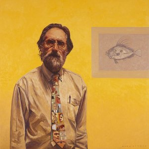 Self-portrait with the picture of dory in grey