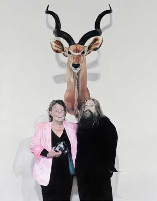 AGNSW prizes Michael Zavros Portrait of Stephen Mori, with Win Schubert and my Greater Kudu, from Archibald Prize 2004