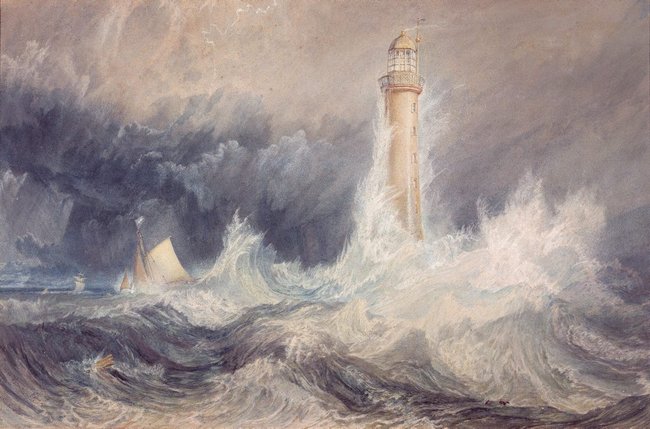 Joseph Mallord William (JMW) Turner *The Bell Rock Lighthouse* 1819, watercolour and gouache with scratching out on paper